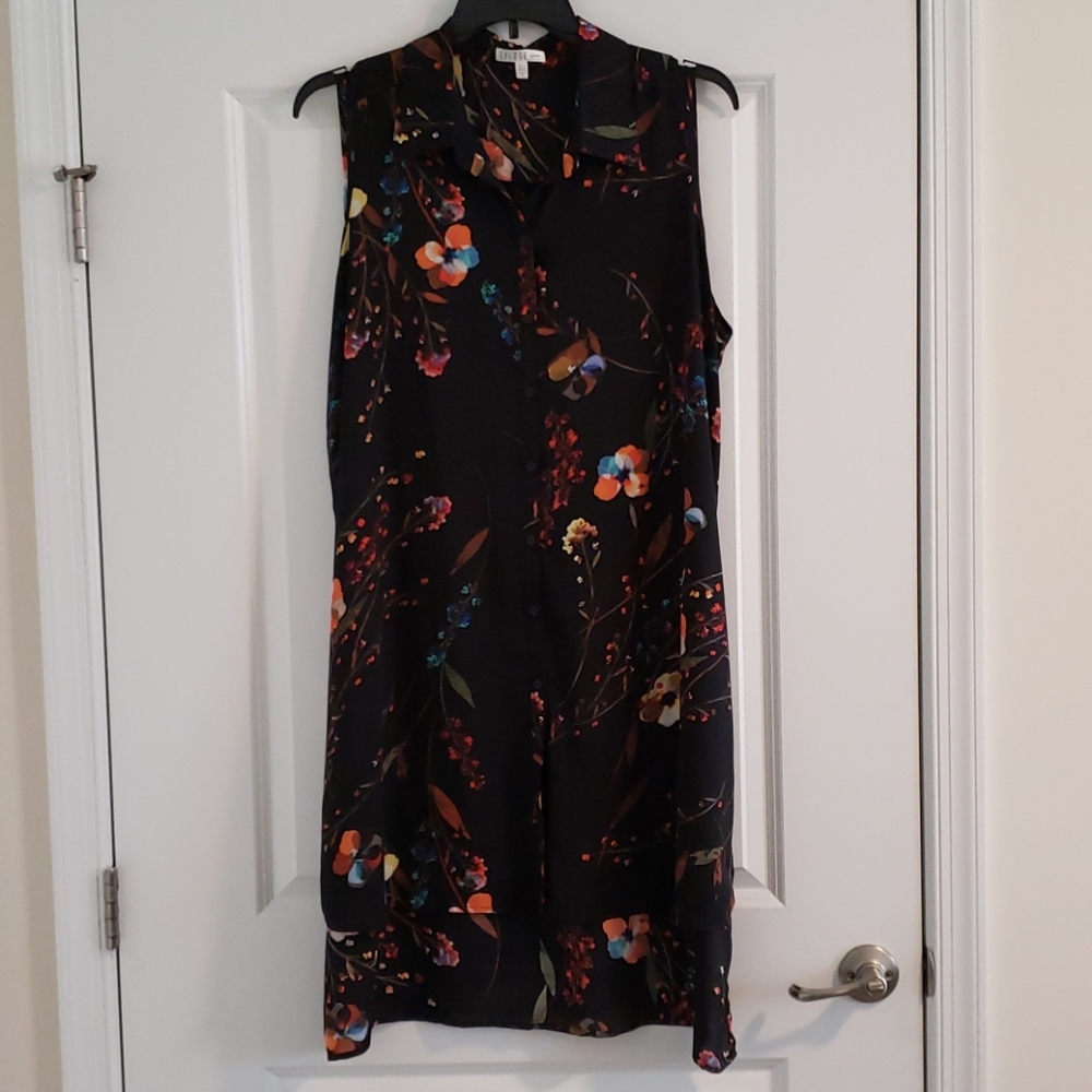 Black Floral button up Sleeveless top